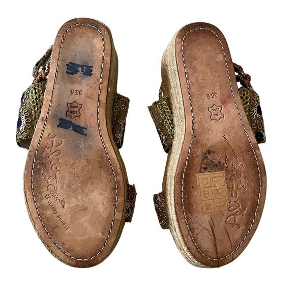 Alice + Olivia Anastasia Sequin Embroidered Jute Platform Sandals Size 35.5 - Picture 9 of 9